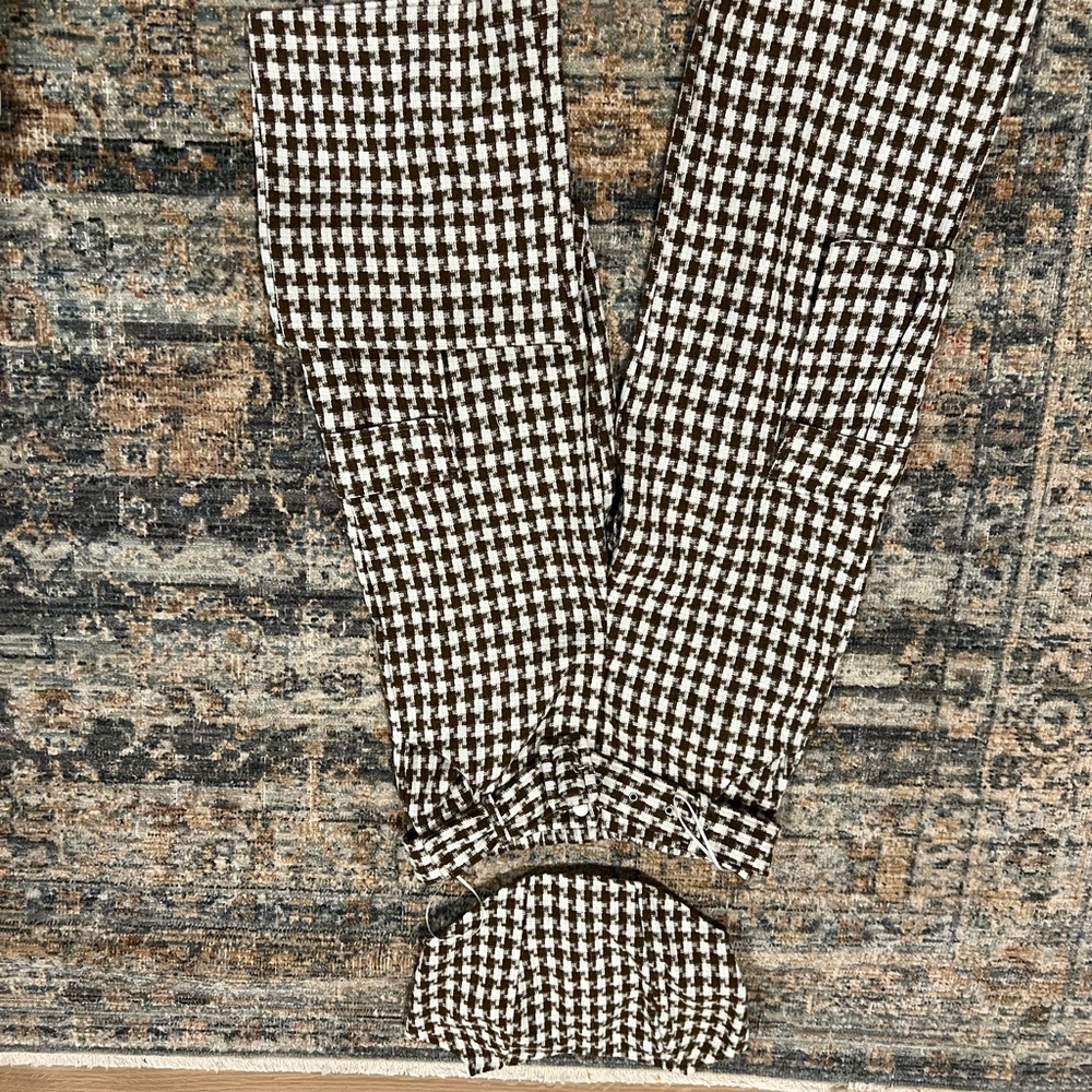 Blue Blush Brown and White Checkered Pants